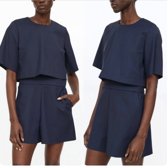 NWT G Label By GOOP Navy Romper Blue Short Sleeve Career Dressy SZ 6